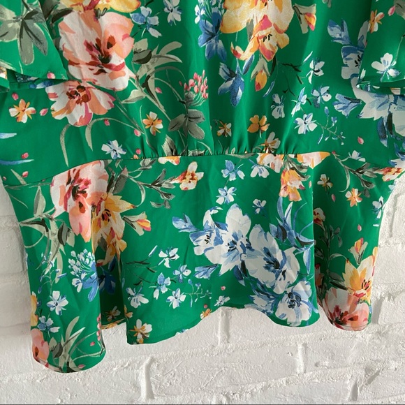Loft Green Floral Peplum Blouse - Picture 6 of 10